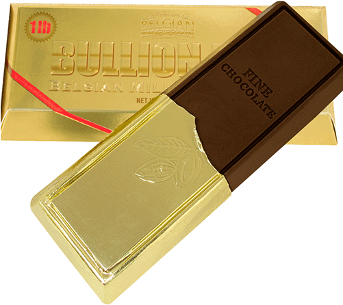 Belgian Milk Chocolate Bullion Bar - Chocolate Bar Gold Foil Png (500x500), Png Download
