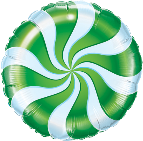18" Green Candy Swirl Foil Balloon - Candy Cane Swirl (485x485), Png Download