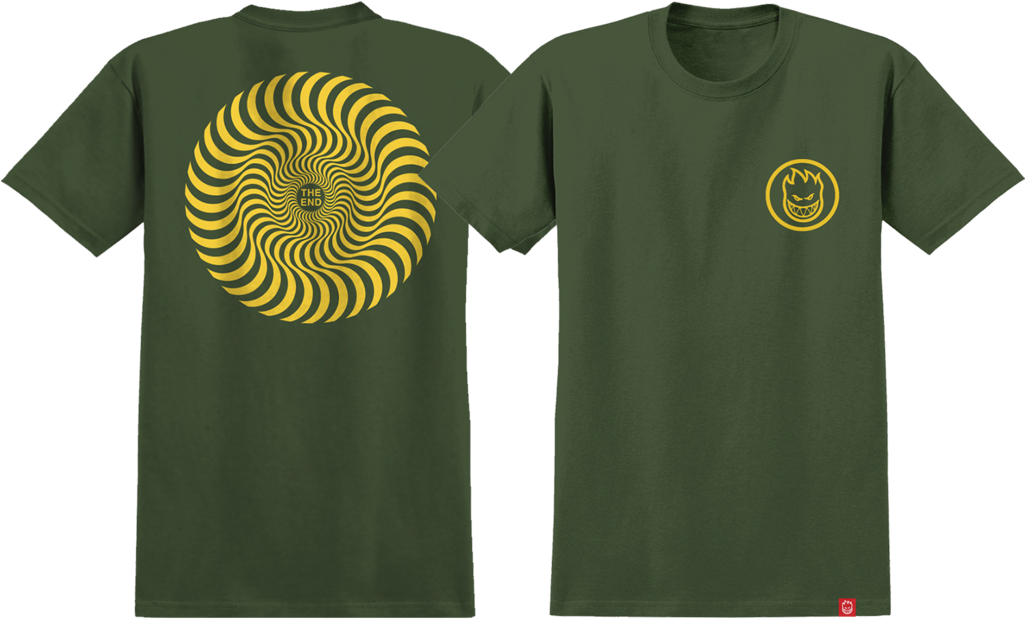 Spitfire Classic Swirl T-shirt Military Green - Spitfire Classic Swirl T-shirt - Military Green/yellow (1024x1024), Png Download