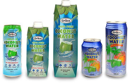 Coconut Water - Grace 100% Pure Coconut Water (730x373), Png Download