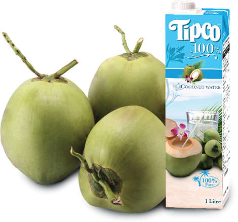 Coconut Water Tipco Coconut Water 1l - Tipco 100% Coconut Water (470x438), Png Download