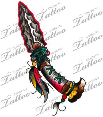 Marketplace Tattoo Native American Knife - Native American Weapon Tattoos (400x400), Png Download