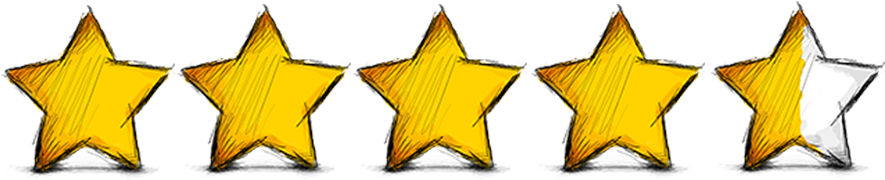 Five Stars - Five Star Rating Png (900x200), Png Download