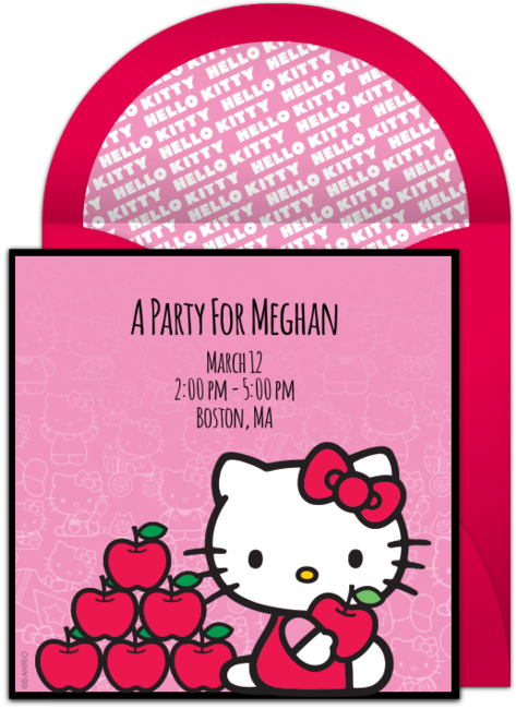 Hello Kitty Bow Online Invitation - Doraemon And Hello Kitty (650x650), Png Download