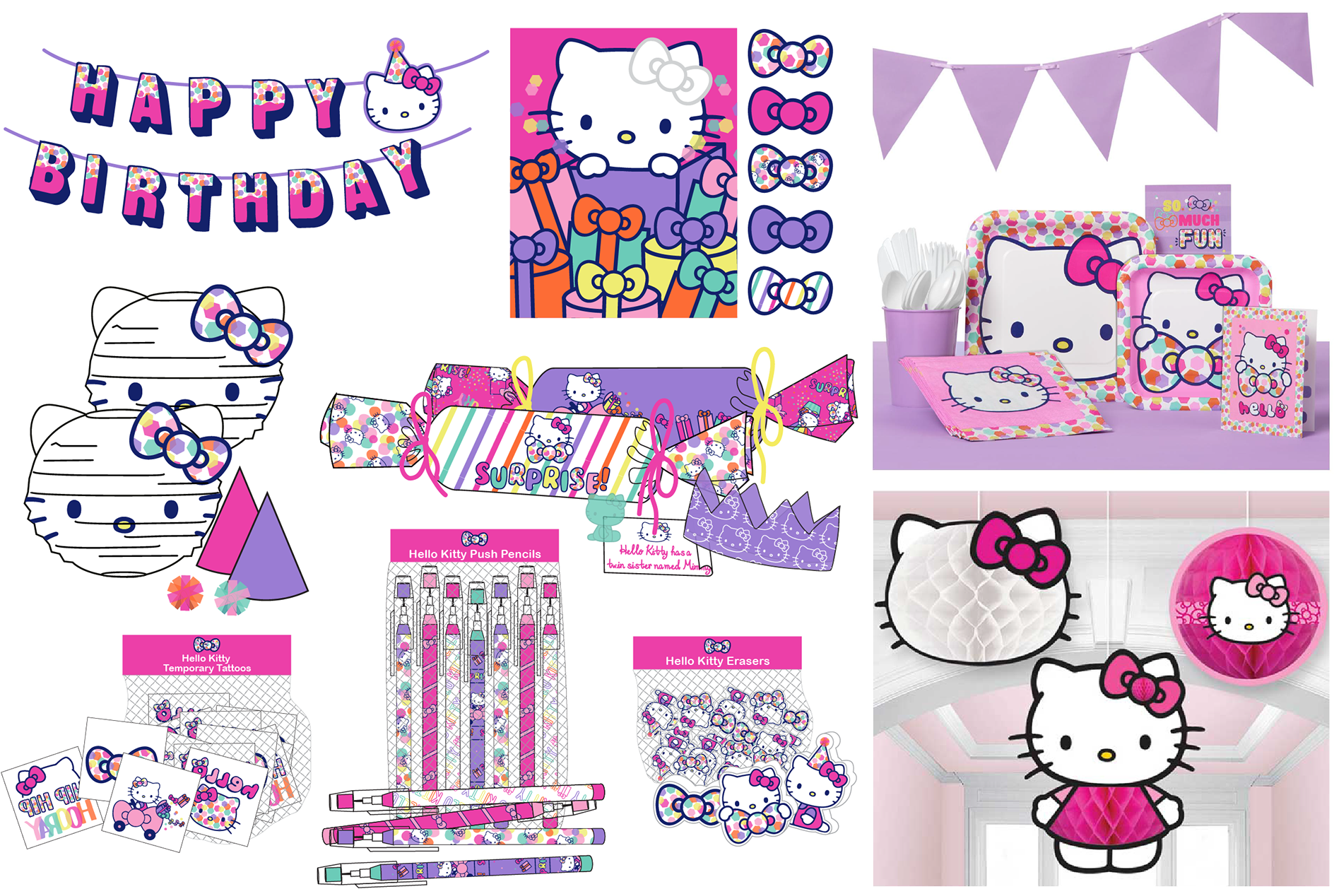 Sanrio Products - Hello Kitty - Decoration Honeycomb Hello Kitty Rainbow (1920x1280), Png Download