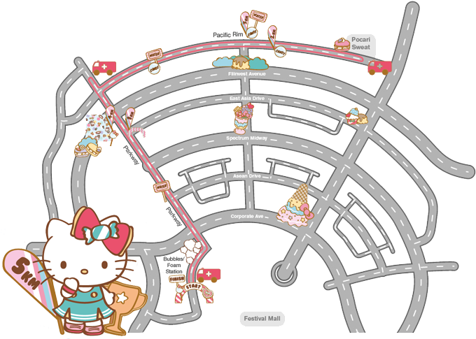 The Route Will Be Around Filinvest, Alabang - Hello Kitty Fun Run 2018 (691x488), Png Download