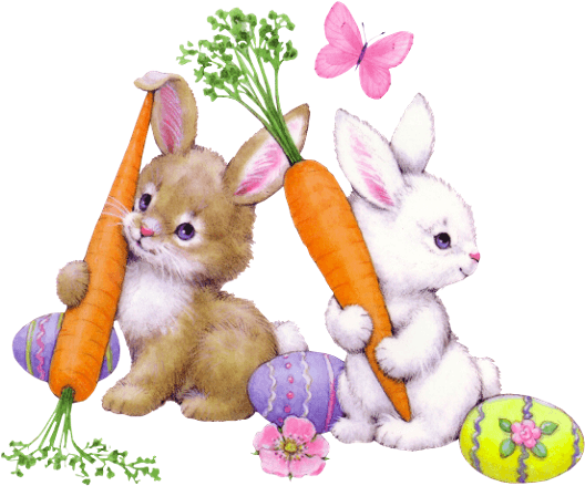 Coelhinho Da Pã Scoa Com Cenoura - Simbolos Da Pascoa Coloridos Coelho (550x453), Png Download