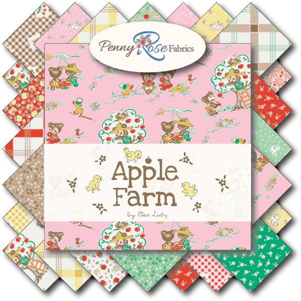 Apple Farm-apple Blossom Red By Elea Lutz For Penny - White Riley Blake Bear Apple Tree Fabric Apple Farm (612x612), Png Download