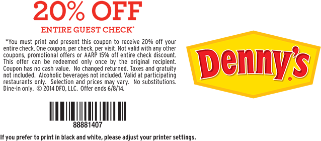 5% Off Coupon & Specials For November - Dennys Coupons June 2018 (650x307), Png Download