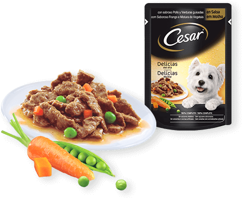 Pollo Y Verduras En Salsa - Cesar Delicias Pouch Sauce Chicken And Vegetables 100 (540x404), Png Download