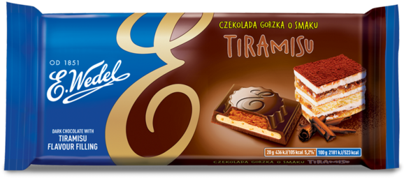 E Wedel Dark Chocolate Tiramisu (600x274), Png Download