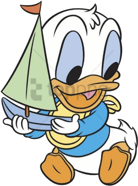 Baby Donald W/boat 3 Donald Disney, Disney Duck, Disney - Baby And Donald Duck Playing (394x522), Png Download