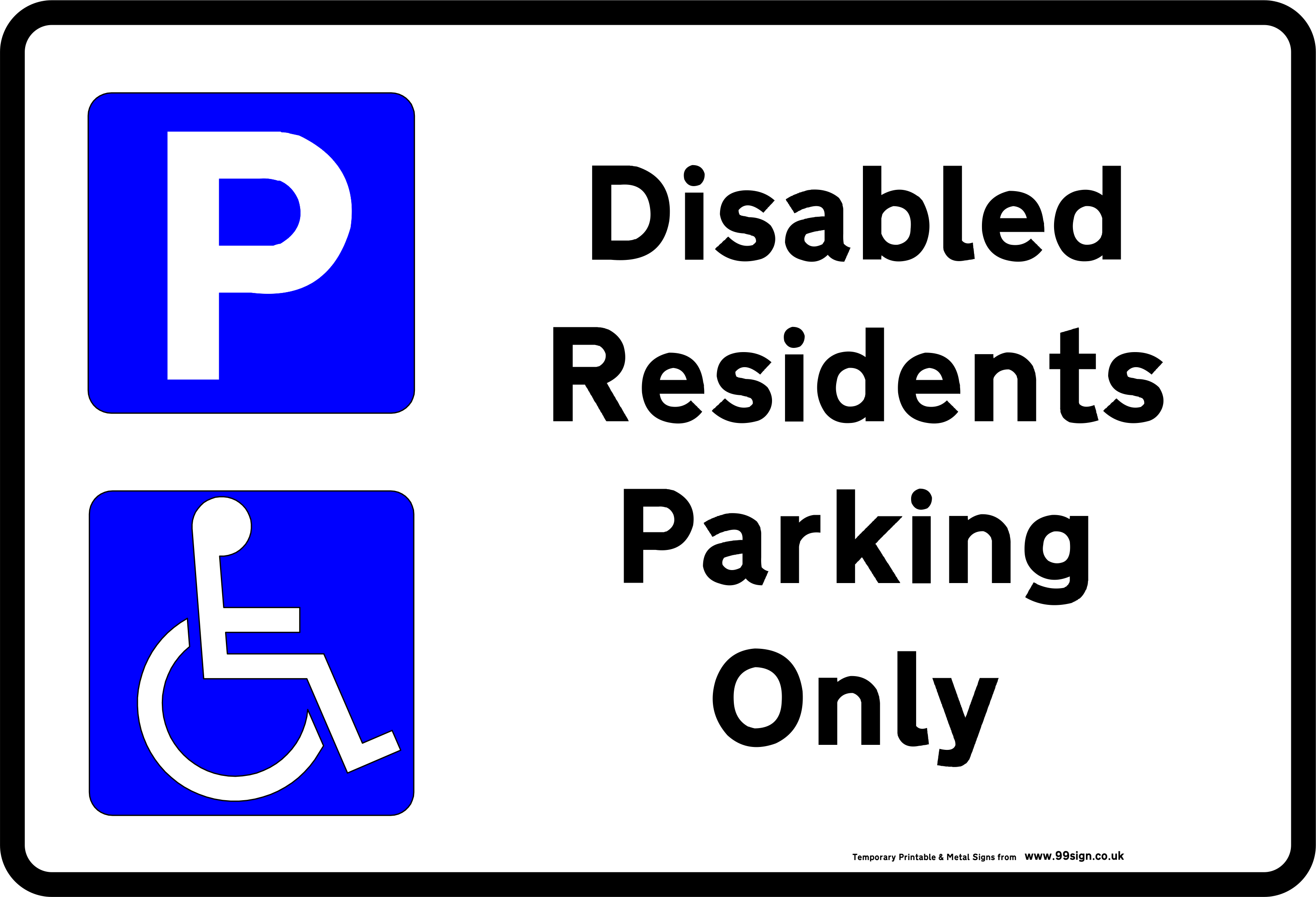 Printable Disabled Parking Sign Free Template For Residents - Disabled