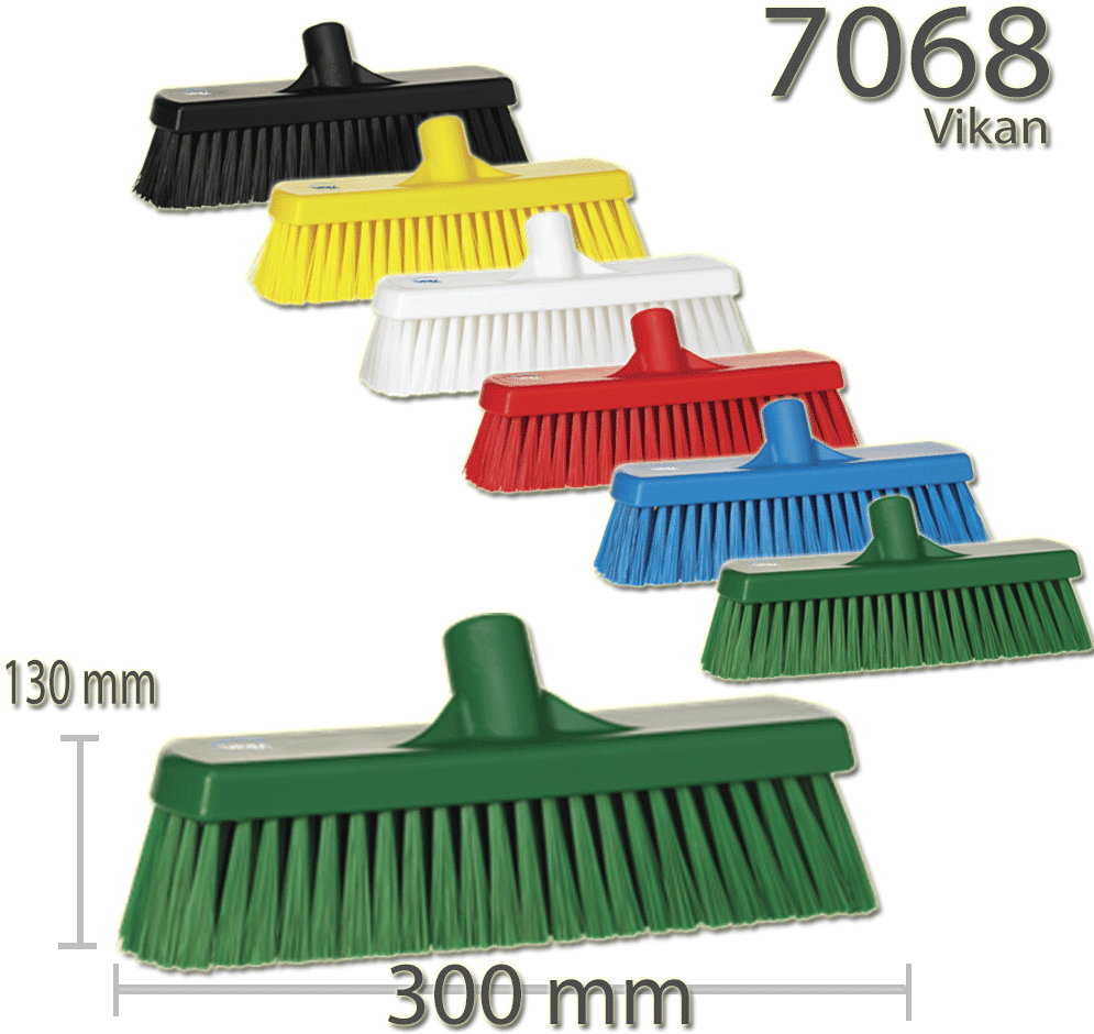 7068 Escoba 300 Mm Medio - Vikan 7060 Deck Scrub - 3x12, Stiff - Black (1000x1000), Png Download
