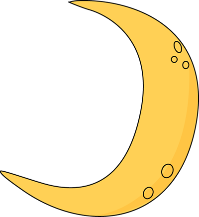 Crescent Moon Clip Art Image Yellow Crescent Moon With - Moon (400x436), Png Download