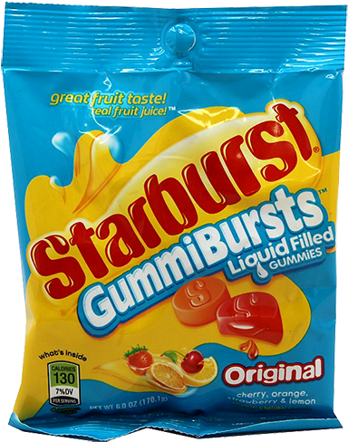 Starburst Gummibursts Original Liquid Filled Gummies - Blue Starburst Candy (500x500), Png Download