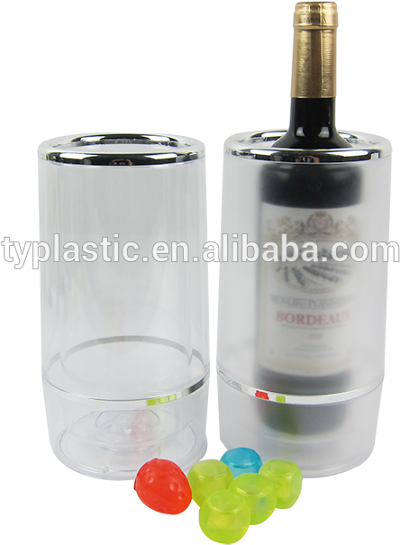 Double Walled Plastic Clear Wine Cooler Champagne For - Glass Bottle (800x800), Png Download