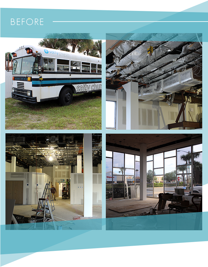 Before The Salty Church Renovation With Full Bus And - Ceiling Fan (685x887), Png Download