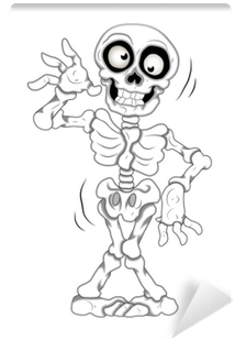 Funny Skeleton Vector Illustration Wall Mural • Pixers® - Skeleton Halloween Clipart Black And White (400x400), Png Download