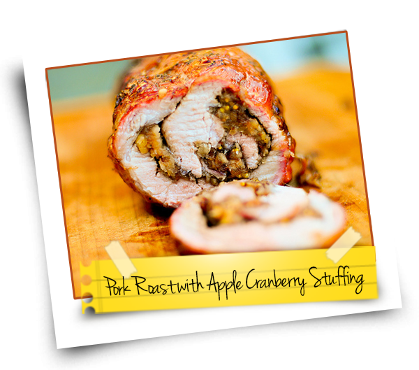 Pork Roast With Apple Cranberry Stuffing - Rolled Pork Loin (600x529), Png Download