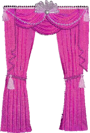 Photo Brightpinksilkcurtain - Green Curtains (388x558), Png Download