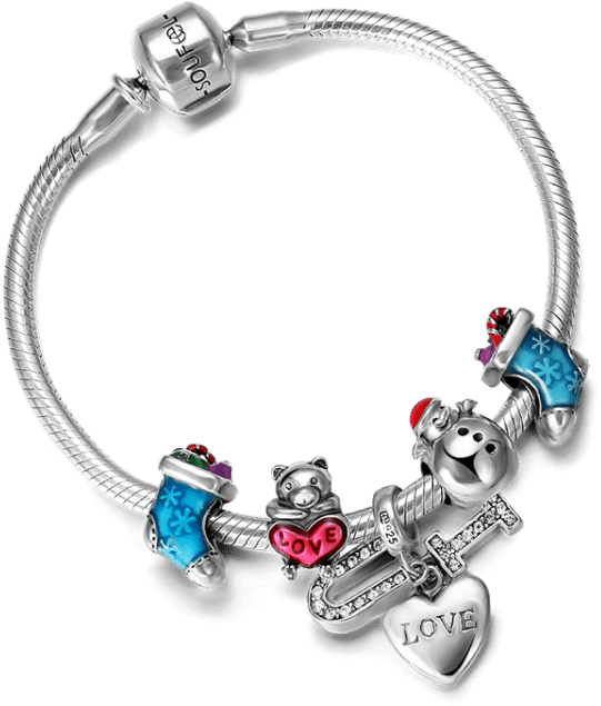 Pulsera Completa Plata Con Abalorios De Regalos De - Bracelet (750x750), Png Download