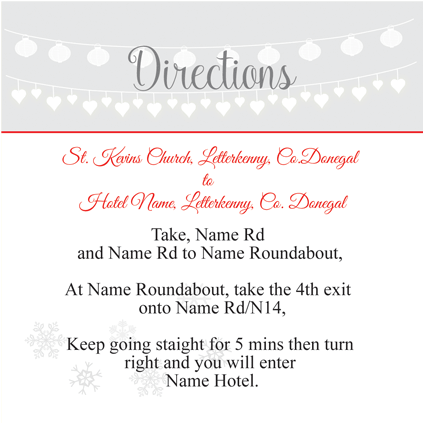 Winter Wedding Lace Red Direction Card 100mm X - Name Card Direct Line (500x500), Png Download