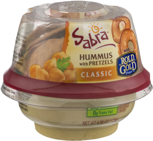 Sabra Hummus With Pretzels, Classic - 4.56 Oz Cup (600x600), Png Download