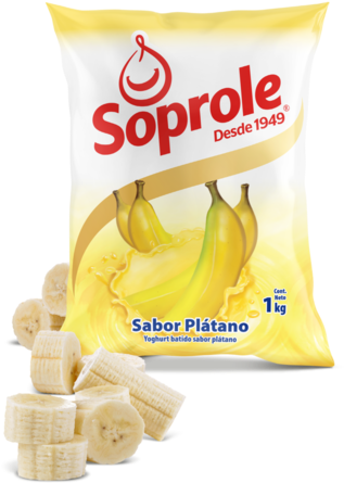Soprole Yoghurt Sabor Plátano 1l - Yogurt (454x549), Png Download