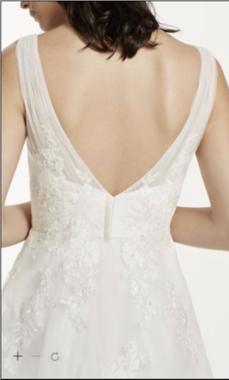 David's Bridal Tulle Wedding Dress With Floral Lace - Gown (1024x768), Png Download