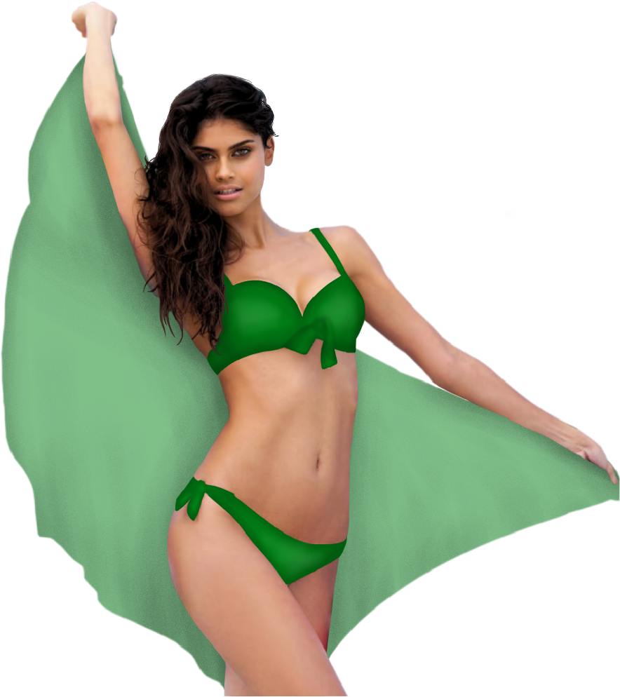 Girl Prettygirl Swimsuit Bikini Stickergirl Green Trans - Antigel By Charmel Half Cup, Str 70g Igjen (1024x1024), Png Download