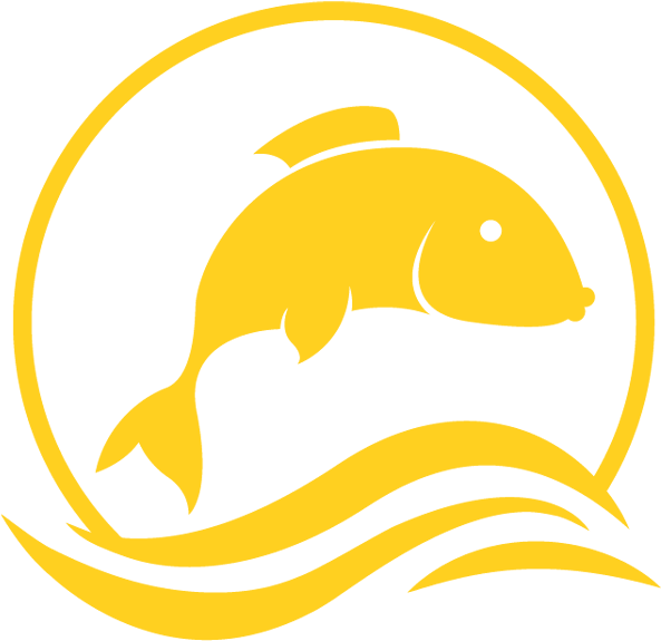 Sea And Jumping Fish Symbol - Illustration (600x600), Png Download