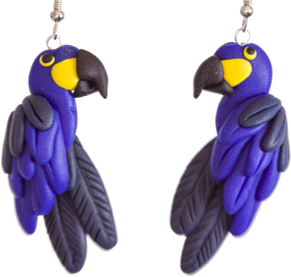 Handcrafted Hyacinth Macaws Earrings - Hyacinth Macaw (1024x1024), Png Download
