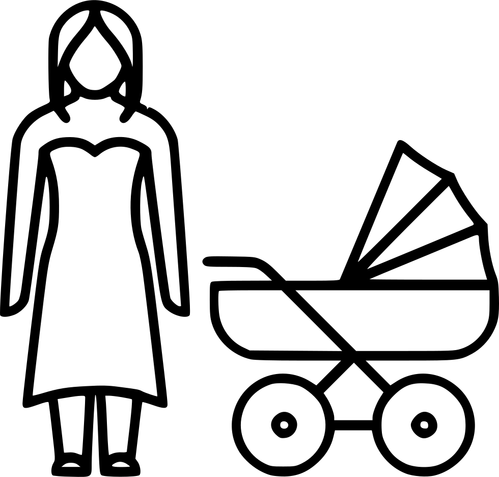 Mom Baby Comments - Stroller Drawing (980x936), Png Download