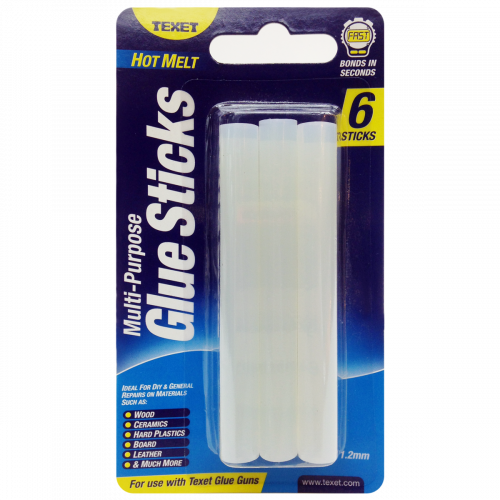 Texet Hot Melt Glue Sticks 6pk - Blade (500x500), Png Download