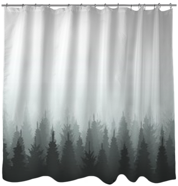 Coniferous Forest Silhouette Template - Window Covering (400x400), Png Download