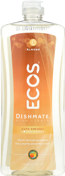 Ecos Dishmate Ecos Dish Soap Almond Bottle-25 Oz - Earth Friendly - Ecos Dishmate Dish Liquid Almond - (650x650), Png Download