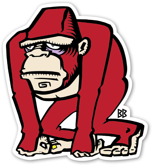 Red Gorilla Sticker - Gorillas Stickers (554x600), Png Download