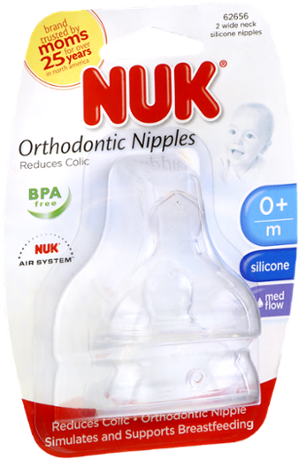 Nuk - Orthodontic Silicone Nipples Medium Flow 0+ Months (600x600), Png Download
