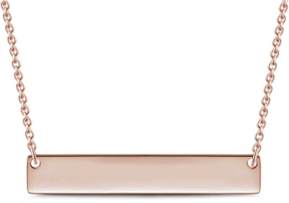 Bar Necklaces - Script Personalized Engravable Bar Necklace Rose Gold (1000x1000), Png Download