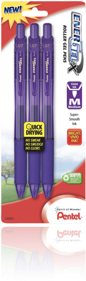 Energel®- X™ Liquid Gel Pen Medium Line, Metal Tip - Pentel Gel Pens No Smear White Tip (700x700), Png Download
