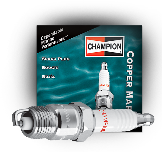 Package And Product Image Of Marine Spark Plug By Champion - Champion Marine Spark Plugs (548x534), Png Download