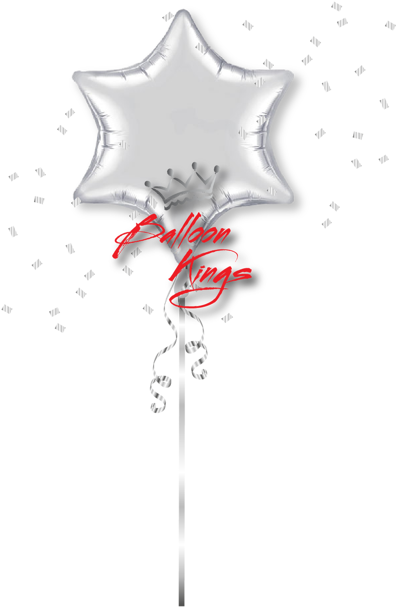 Silver 6 Point Star - 22" Qualatex 6-point Star Foil Mylar Balloon Silver (1068x1280), Png Download