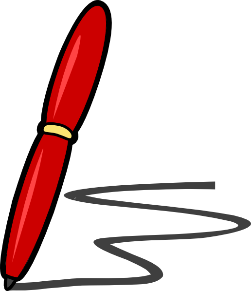Red Signature Clip Art At Clker - Cartoon Pen And Paper (516x597), Png Download