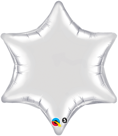22" Silver 6-point Star Foil Balloon - 22" Qualatex 6-point Star Foil Mylar Balloon Silver (417x480), Png Download