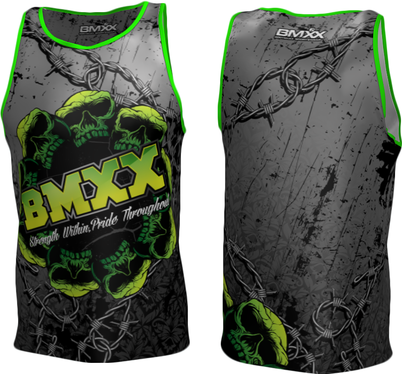 Green Skull Tank Top - Vest (877x863), Png Download