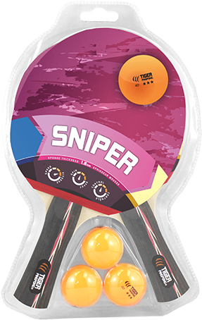 Sniper 2 Kit - Tiger Ping Pong Sniper Table Tennis Racket (341x500), Png Download