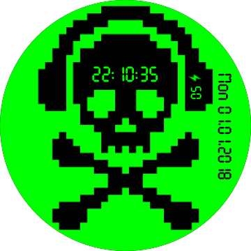 Digital Neon Skull Green Watch Face Preview (360x360), Png Download