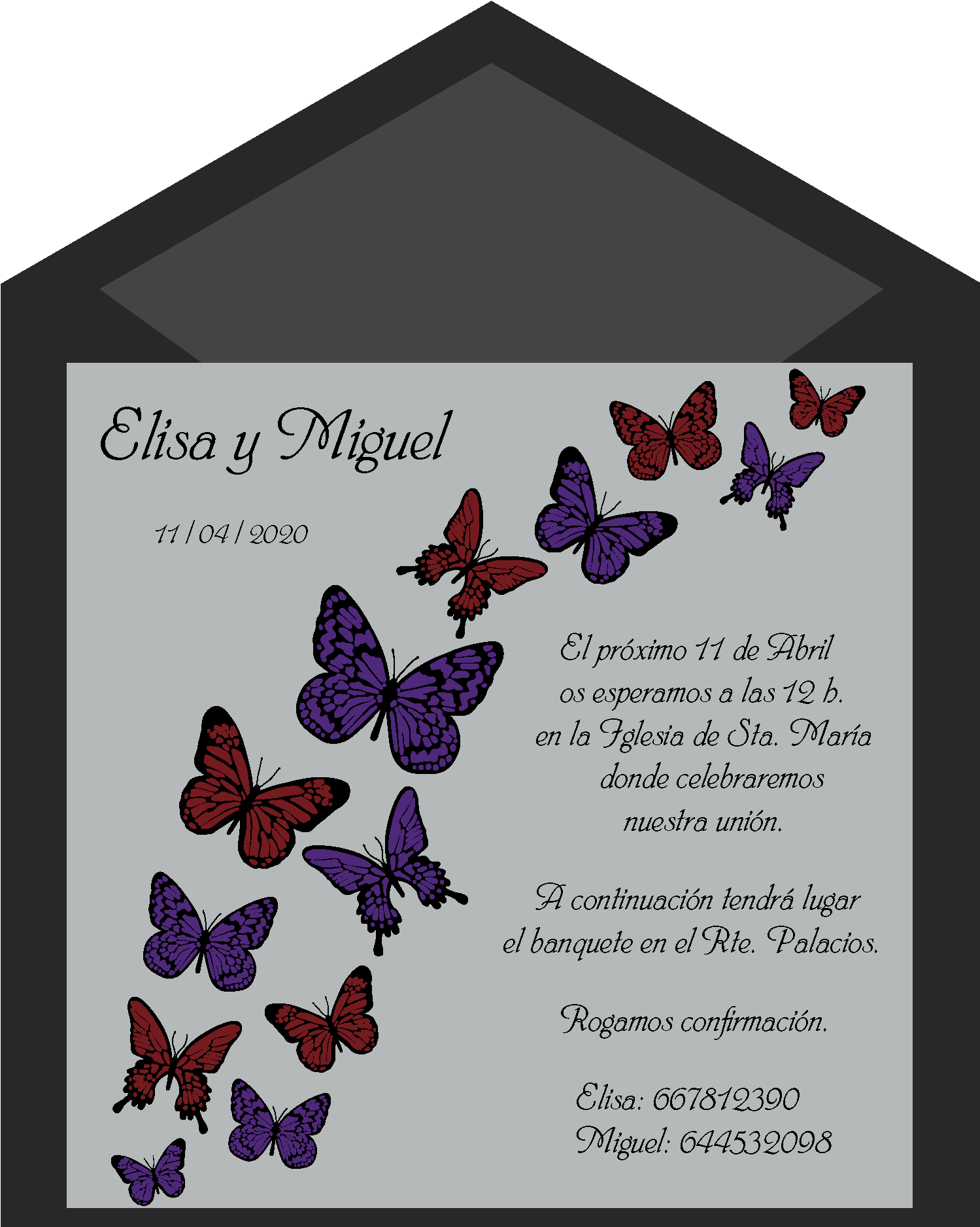 Invitaciones Natura - Invitaciones Boda Con Mariposas (1500x1912), Png Download