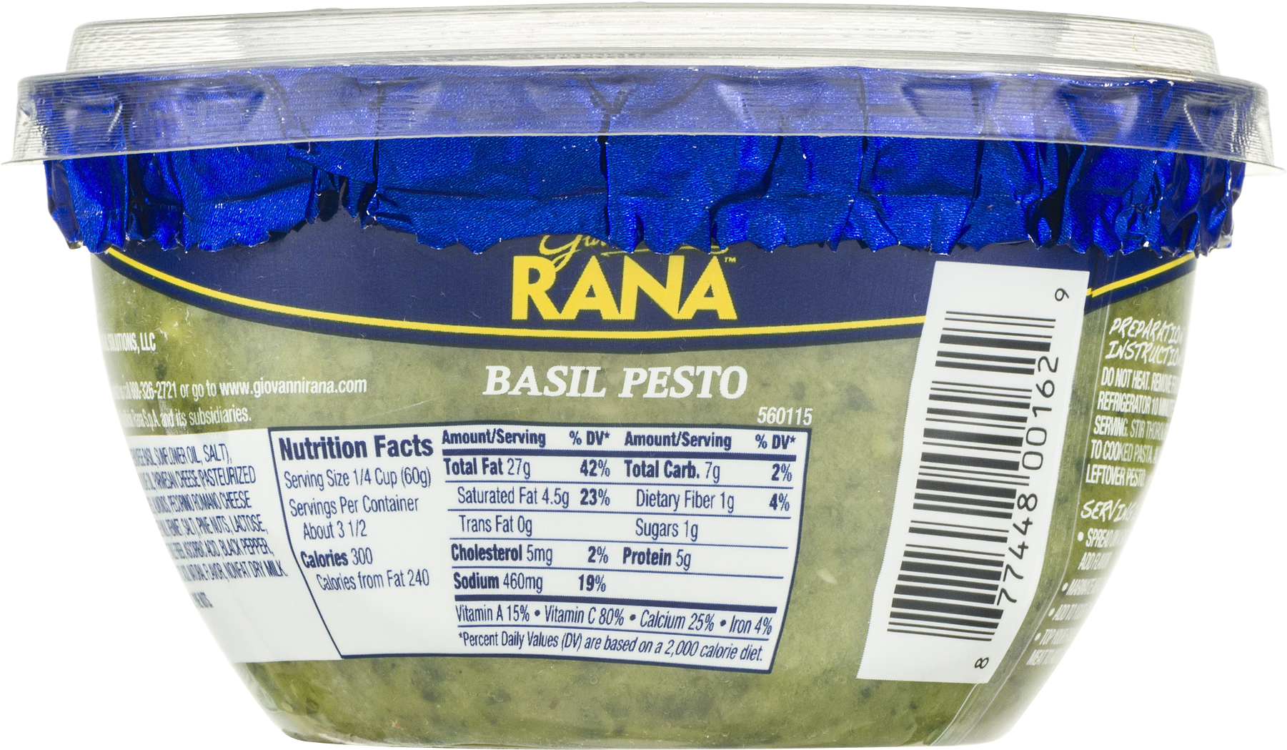 Rana Basil Pesto - 7 Oz Tub (1800x1800), Png Download